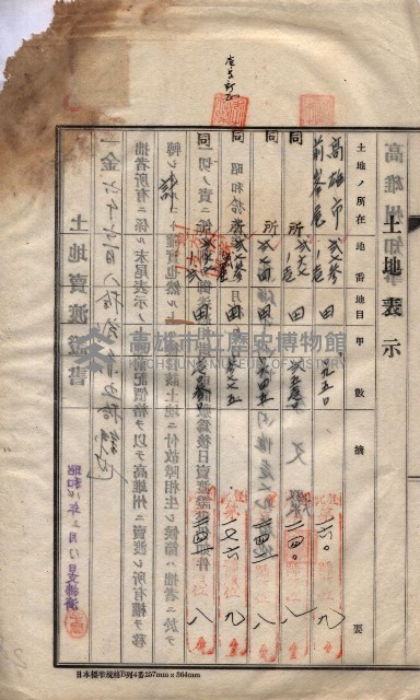州買收地調書－登記濟証綴
（左營、埤子頭、前峰尾、內惟）藏品圖，第96張