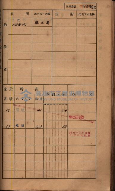 高雄州鳳山郡鳥松庄夢裡、崎子脚、十九灣家屋稅名寄帳
（一冊之內第一號）藏品圖，第96張