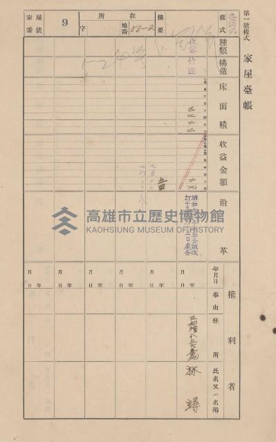 鳳山郡仁武庄翠屏村二之二家屋臺帳
（四冊之內第四號）藏品圖，第186張
