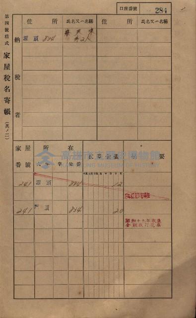 高雄州鳳山郡林園庄潭頭家屋稅名寄帳
（二冊之內第二號）藏品圖，第86張