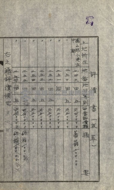 陸軍用地關係綴（評價關係）藏品圖，第451張