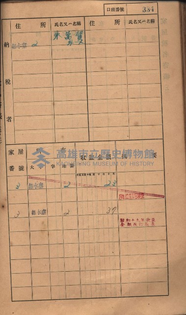 高雄州鳳山郡大樹庄無水寮家屋稅名寄帳
（二冊之內第二號）藏品圖，第136張