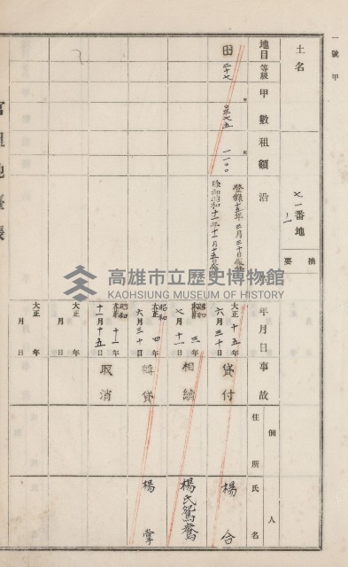 旗山街官租地臺帳（二冊之內第一號）藏品圖，第136張