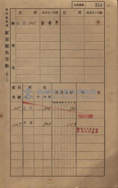 高雄州鳳山郡林園庄潭頭家屋稅名寄帳
（二冊之內第二號）藏品圖，第36張