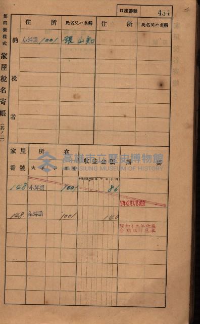 高雄州鳳山郡大樹庄小坪頂家屋稅名寄帳
（三冊之內第三號）藏品圖，第36張