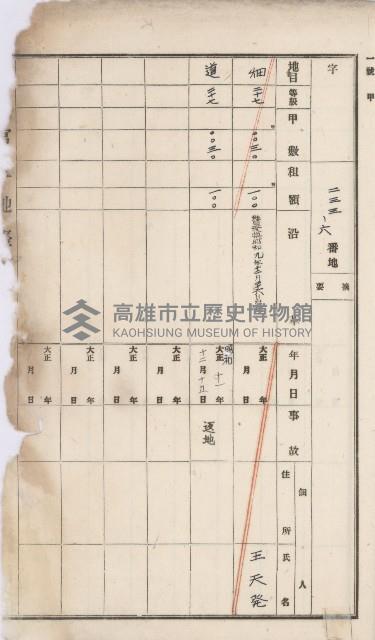 阿蓮庄官租地臺帳（十六冊之內第七號）藏品圖，第36張