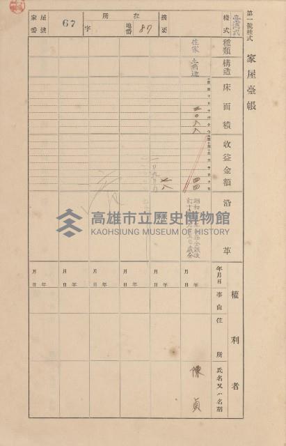 鳳山郡小港庄空地子家屋臺帳（一冊之內第一號）藏品圖，第76張
