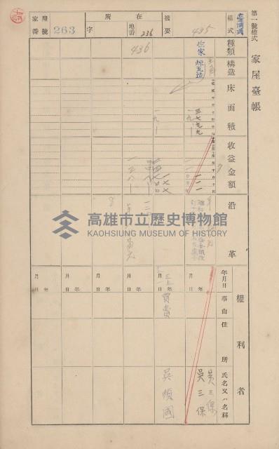 鳳山郡鳥松庄田草埔家屋臺帳
（二冊之內第二號）藏品圖，第76張