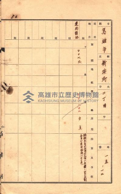 州有土地臺帳（高雄市三ノ三）藏品圖，第76張