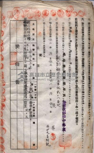 海軍土地借上契約書
（施設部長印捺印済）藏品圖，第263張