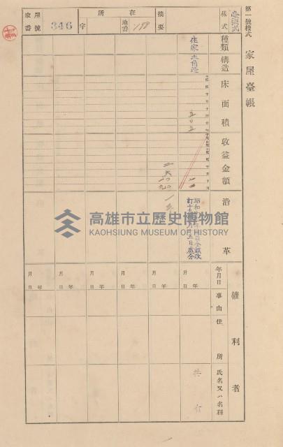 鳳山郡小港庄大坪頂家屋臺帳（二冊之內第二號）藏品圖，第163張
