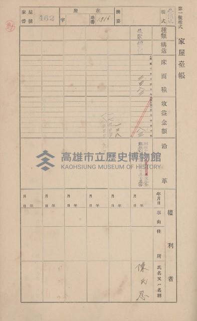 鳳山郡大寮庄山子頂家屋臺帳（三冊之內第三號）藏品圖，第63張