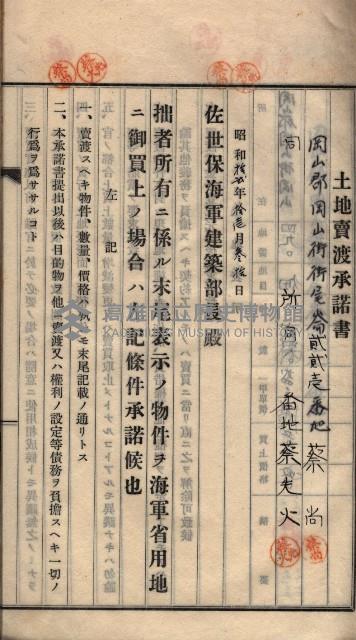 土地賣渡承諾書綴－海軍宿舍敷地關係
（地理系）藏品圖，第63張