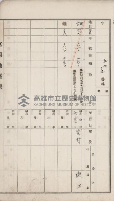 岡山街官租地臺帳（第六號）藏品圖，第63張