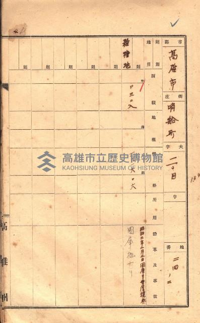 州有土地臺帳（高雄市三ノ三）藏品圖，第63張