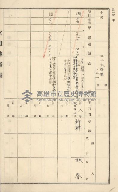 旗山街官租地臺帳（二冊之內第一號）藏品圖，第63張