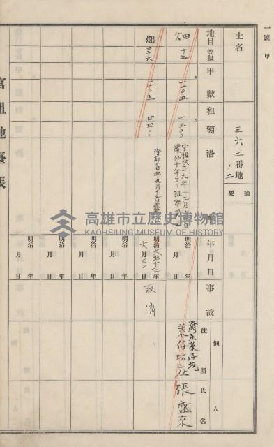 旗山街官租地臺帳（二冊之內第一號）藏品圖，第223張