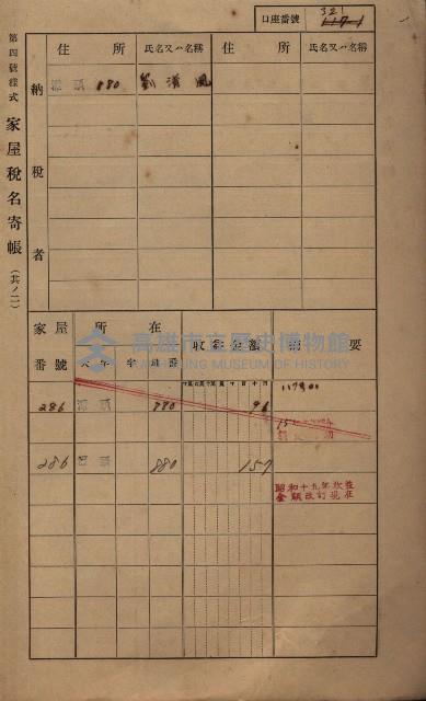 高雄州鳳山郡林園庄潭頭家屋稅名寄帳
（二冊之內第二號）藏品圖，第123張