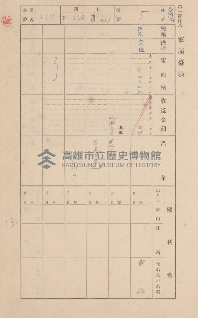 鳳山郡林園庄王公廟家屋臺帳（三冊之內第一號）藏品圖，第123張