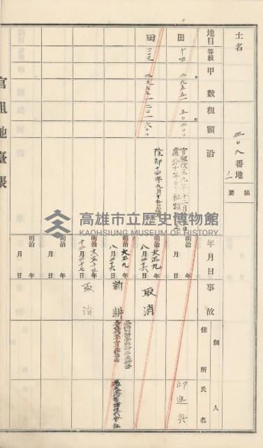 杉林庄官租地臺帳（二冊之內第二號）藏品圖，第123張
