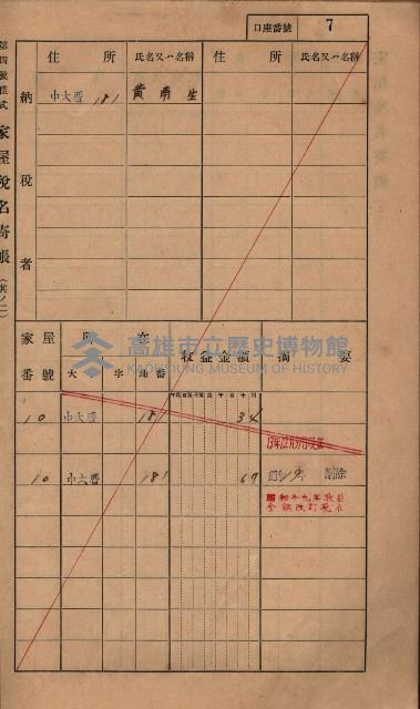 高雄州鳳山郡小港庄塩水港、中大厝、空地子
家屋稅名寄帳（一冊之內第一號）藏品圖，第23張