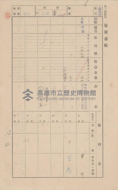 鳳山郡林園庄王公廟家屋臺帳（三冊之內第一號）藏品圖，第23張