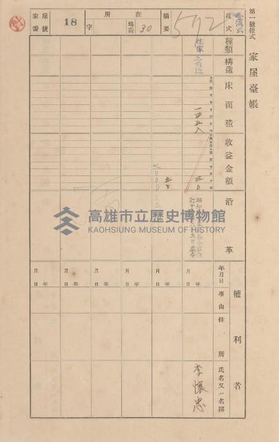 鳳山郡小港庄空地子家屋臺帳（一冊之內第一號）藏品圖，第23張