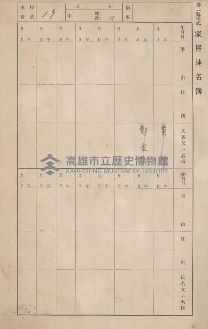鳳山郡鳥松庄田草埔家屋臺帳
（二冊之內第一號）藏品圖，第23張