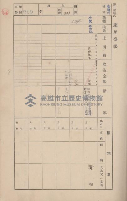 鳳山郡鳥松庄田草埔家屋臺帳
（二冊之內第二號）藏品圖，第23張