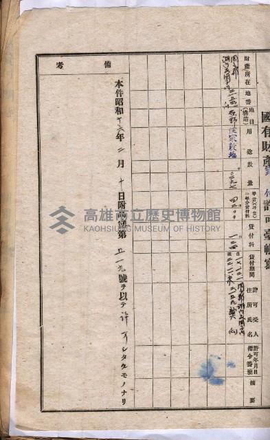 國有財產貸付許可綴（高雄州岡山郡）藏品圖，第23張