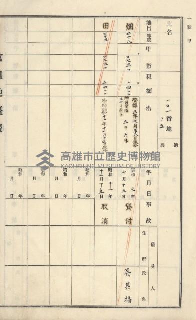 旗山街官租地臺帳（二冊之內第一號）藏品圖，第23張