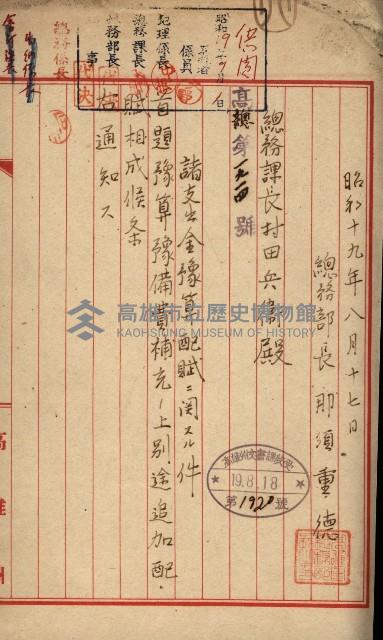 諸支出金預算關係
（地理系）藏品圖，第3張