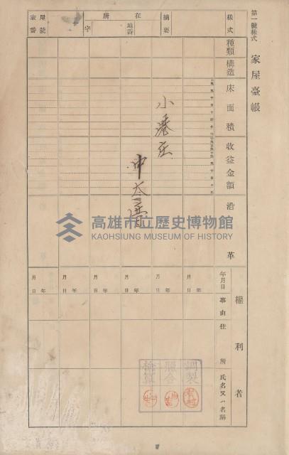 鳳山郡林園庄王公廟家屋臺帳（三冊之內第一號）藏品圖，第3張