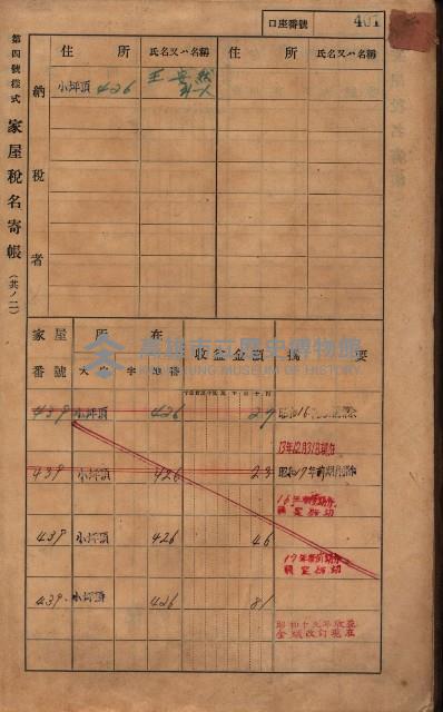 高雄州鳳山郡大樹庄小坪頂家屋稅名寄帳
（三冊之內第三號）藏品圖，第3張