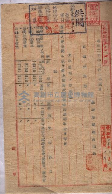 高臨營第一號ノ內三
－第（6）號（タ）借地
－第（6）號（ヲ）借地
－第（6）號（ワ）借地
－第（21）號3借地藏品圖，第3張