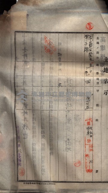 州買收地調書－登記濟証綴
（左營、埤子頭、前峰尾、內惟）藏品圖，第303張