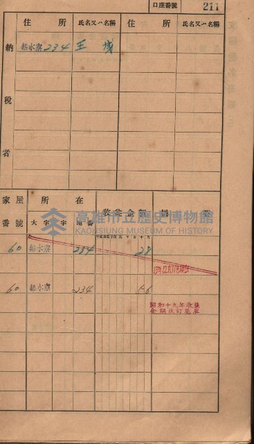 高雄州鳳山郡大樹庄無水寮家屋稅名寄帳
（二冊之內第二號）藏品圖，第13張
