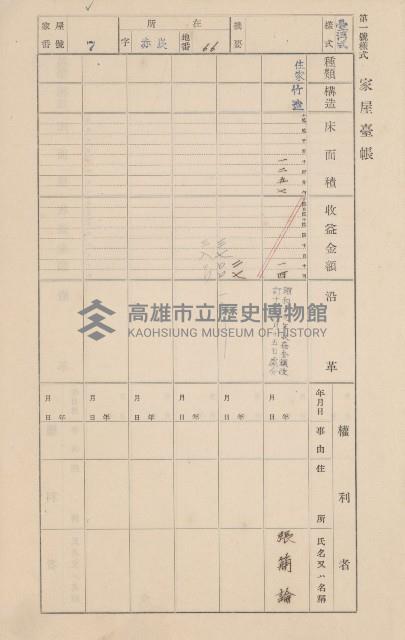 鳳山郡大寮庄赤崁家屋臺帳（四冊之內第一號）藏品圖，第13張