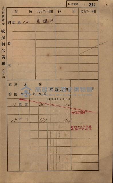 高雄州鳳山郡林園庄潭頭家屋稅名寄帳
（二冊之內第二號）藏品圖，第13張