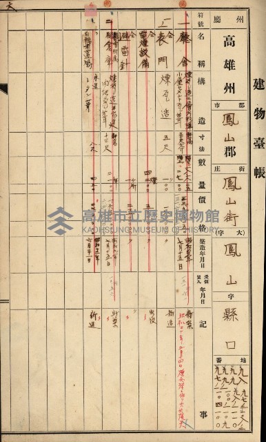 州所屬建物臺帳（高雄州鳳山郡）藏品圖，第13張