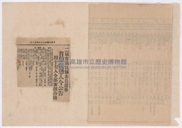 第二屆高雄市長選舉相關資料藏品圖，第12張