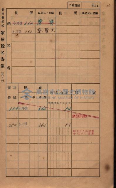 高雄州鳳山郡大樹庄小坪頂家屋稅名寄帳
（三冊之內第三號）藏品圖，第13張