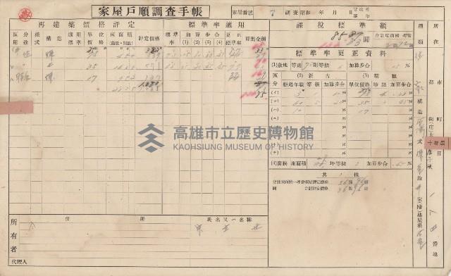 小港庄空地子、店子後家屋戶順調查手帳
（一冊之內一）藏品圖，第13張