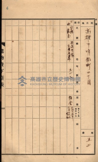 州所屬建物貸下臺帳（高雄州）藏品圖，第13張