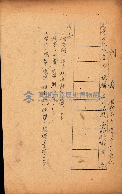 州費國庫所屬建物戰時災害被害關係書類綴
（地理系）藏品圖，第13張