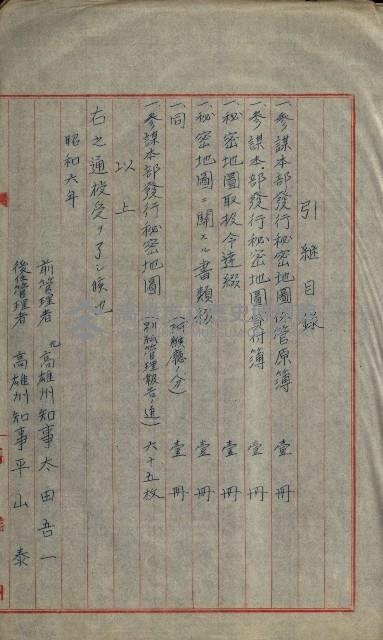 祕密地圖ニ關スル書類（高雄州）藏品圖，第255張