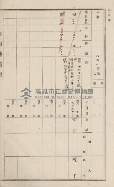 杉林庄官租地臺帳（二冊之內第一號）藏品圖，第253張