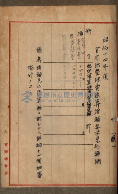 官有地整理費豫算關係書類
（地理系）藏品圖，第154張