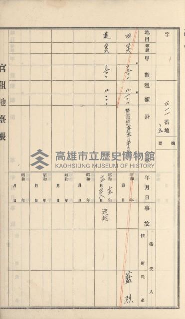 大樹庄官租地臺帳藏品圖，第53張