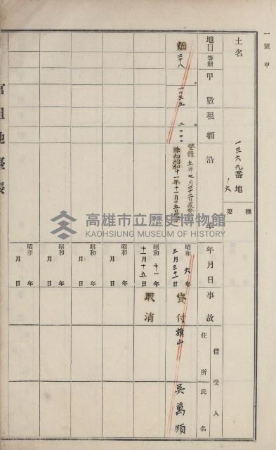 旗山街官租地臺帳（二冊之內第一號）藏品圖，第243張
